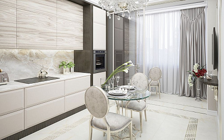 Дизайн интерьера кухни в двухкомнатной квартире 101 кв.м в стиле ар-деко9