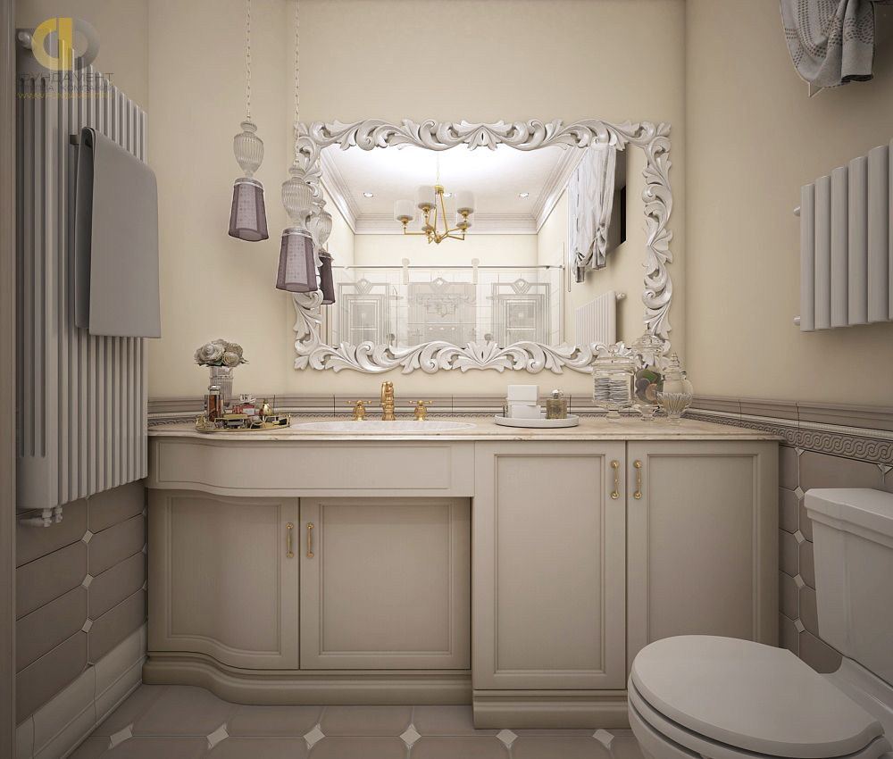 Дизайн интерьера ванной в доме 323 кв.м в классическом стиле47