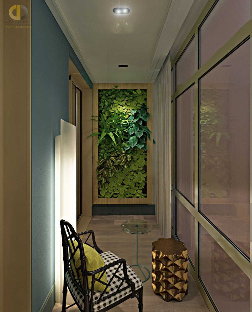 Дизайн балкона в коричневом цвете - фото