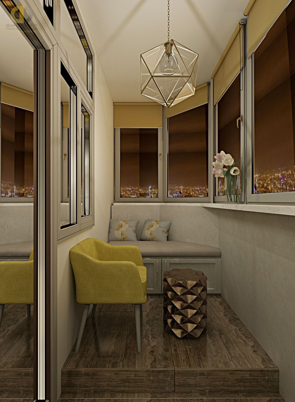 Дизайн интерьера балкона в трёхкомнатной квартире 95 кв.м в стиле ар-деко – фото 174