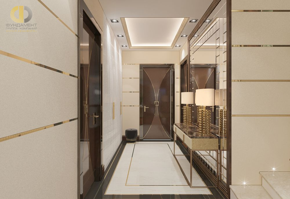Дизайн интерьера коридора в доме 210 кв.м в стиле ар-деко6