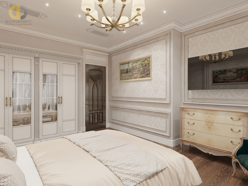 Дизайн интерьера спальни в четырёхкомнатной квартире 163 кв.м в классическом стиле10