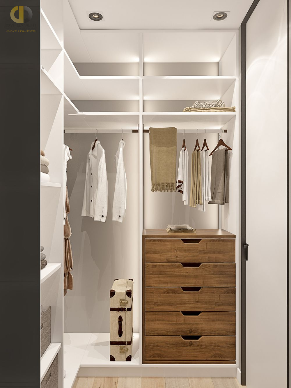 Дизайн интерьера гардероба в трёхкомнатной квартире 99 кв. м в стиле эклектика  – фото 175