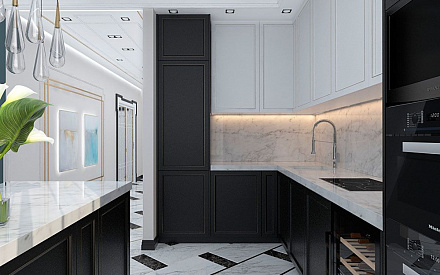Дизайн интерьера кухни в трёхкомнатной квартире 132 кв.м в современном стиле 10
