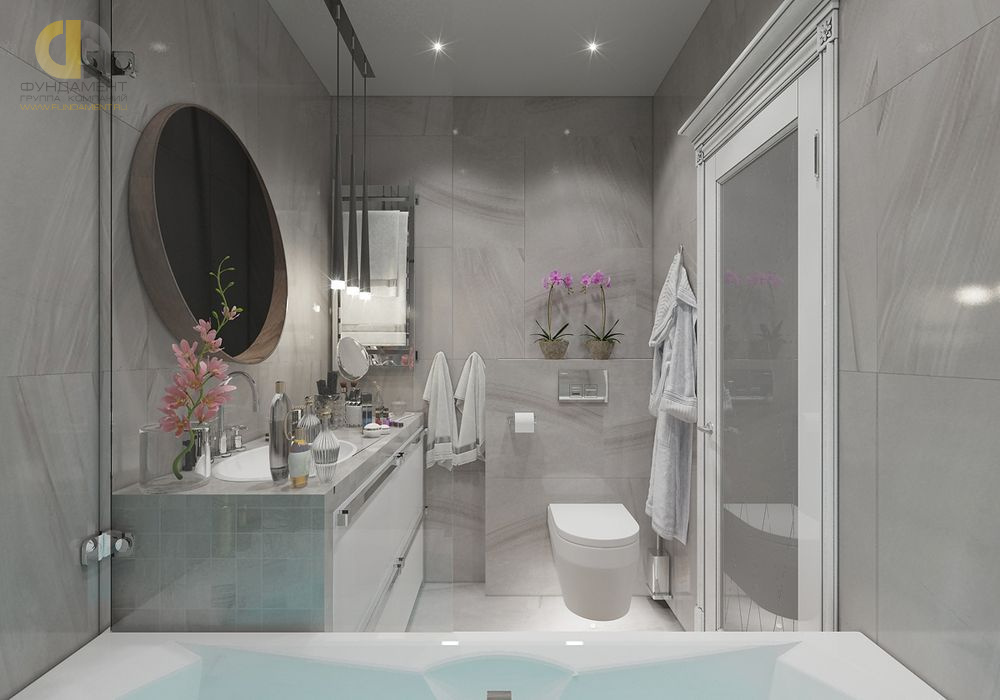 Дизайн ванной в 2-комнатной квартире 50 кв.м в стиле ар-деко