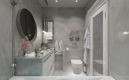 Дизайн ванной в 2-комнатной квартире 50 кв.м в стиле ар-деко