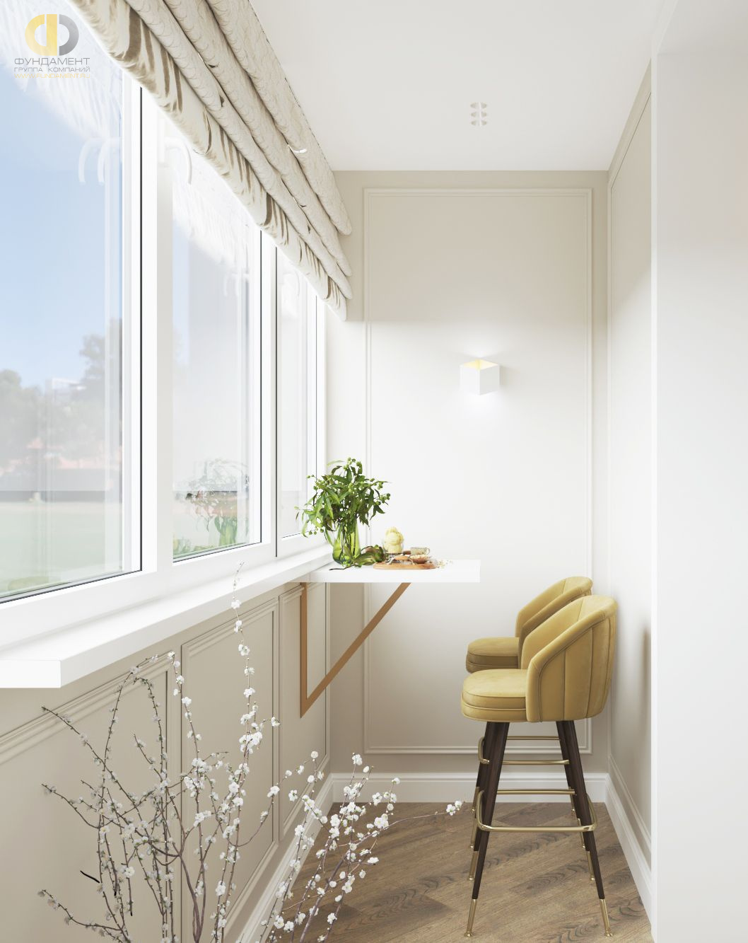 Дизайн балкона в сером цвете - фото