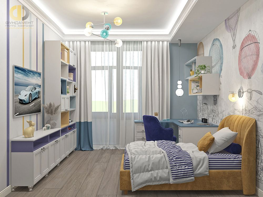 Дизайн интерьера детской в четырёхкомнатной квартире 114 кв. м в стиле ар-деко и неоклассика 24