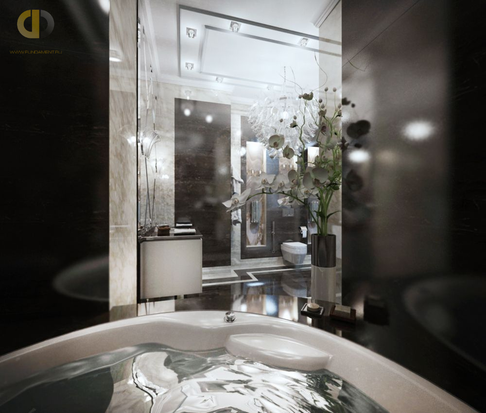 Дизайн интерьера ванной в четырехкомнатной квартире 276 кв.м в стиле ар-деко