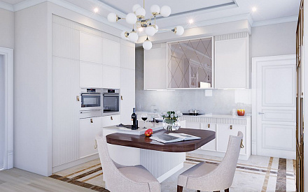 Дизайн интерьера кухни в четырёхкомнатной квартире 142 кв.м в стиле ар-деко