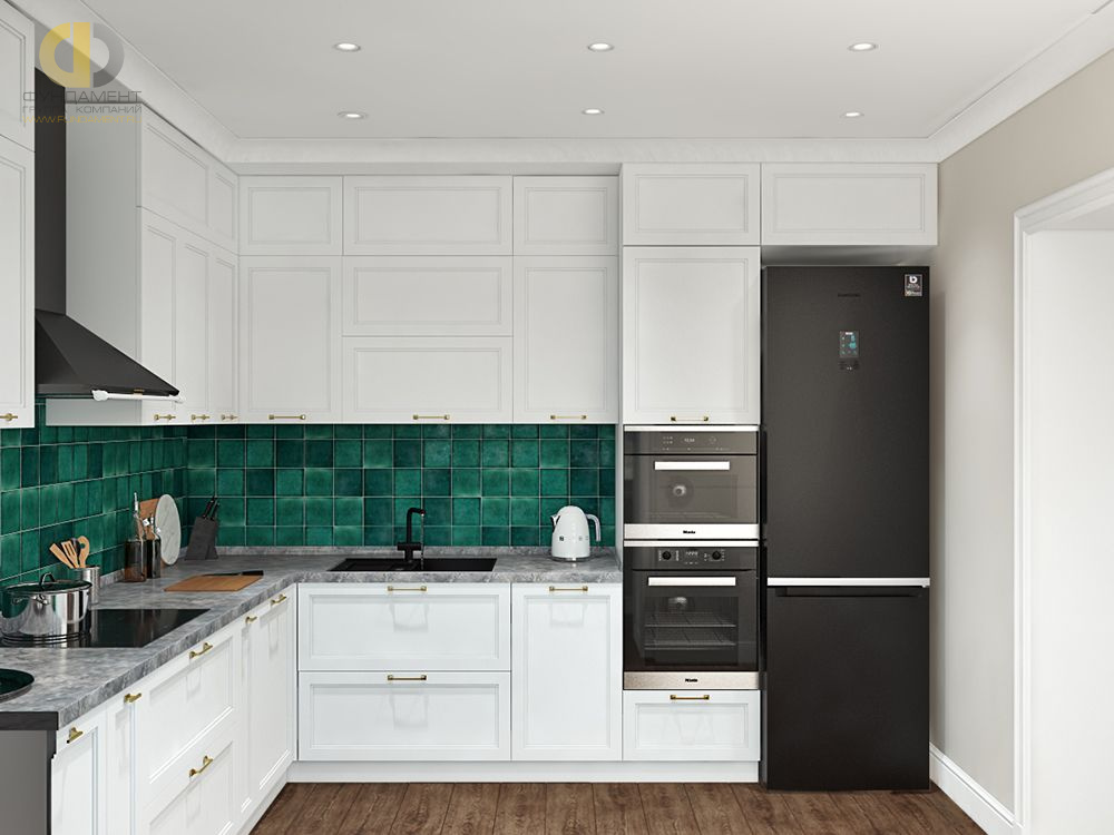 Дизайн интерьера кухни в трёхкомнатной квартире 80 кв.м в стиле неоклассика27