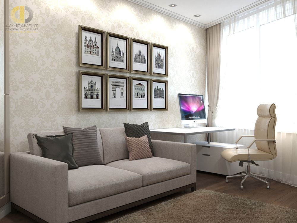 Дизайн интерьера кабинета в трёхкомнатной квартире 100 кв.м в стиле эклектика12