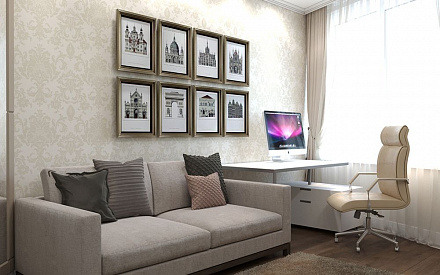 Дизайн интерьера кабинета в трёхкомнатной квартире 100 кв.м в стиле эклектика12