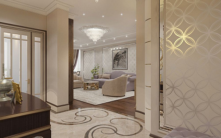Дизайн интерьера коридора в 3-комнатной квартире 132 кв.м в стиле ар-деко