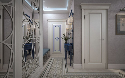 Дизайн коридора в 3-комнатной квартире в стиле американская классика