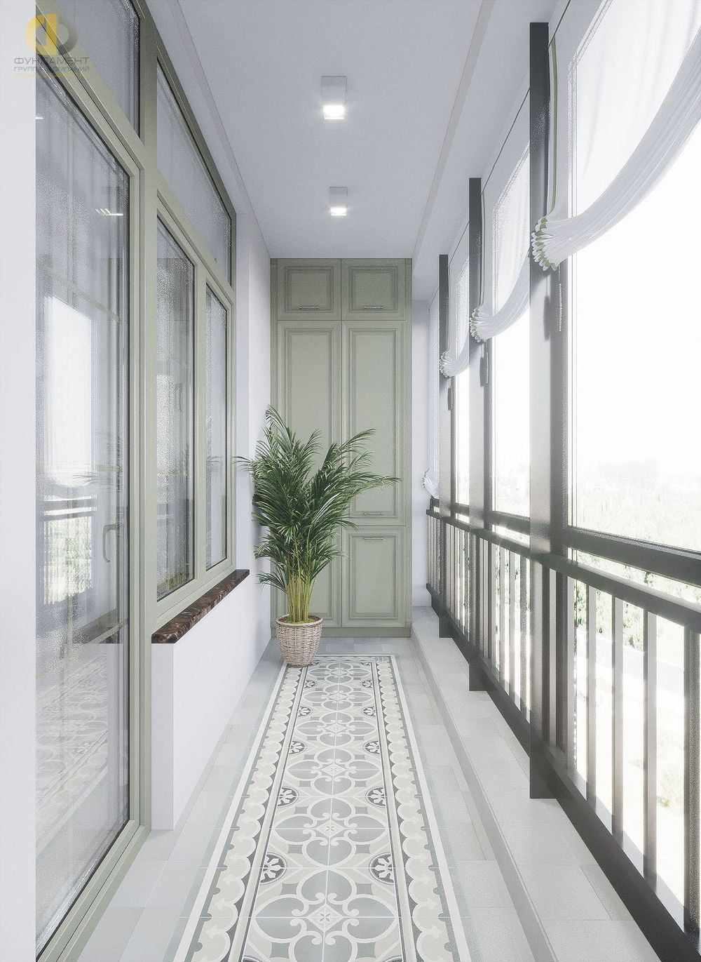 Дизайн интерьера балкона в 4-комнатной квартире 120 кв. м в стиле эклектика  – фото 109