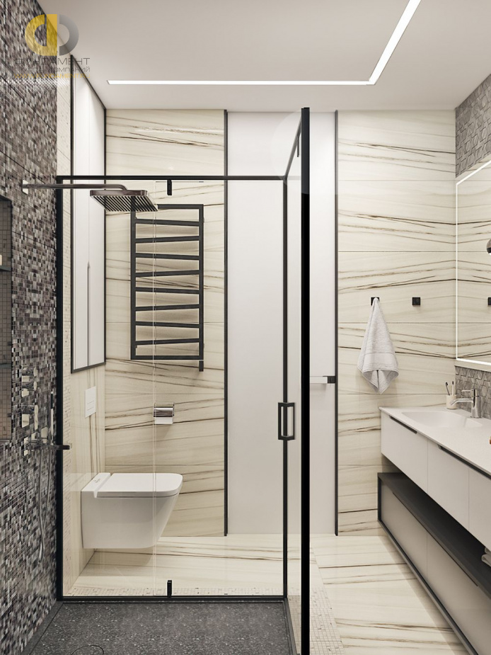 Дизайн интерьера ванной в трёхкомнатной квартире 99 кв. м в стиле эклектика 26