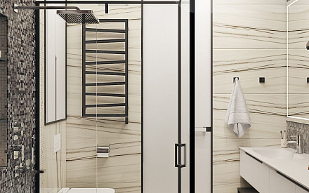 Дизайн интерьера ванной в трёхкомнатной квартире 99 кв. м в стиле эклектика 26