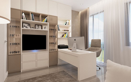 Дизайн интерьера кабинета в доме 250 кв.м в современном стиле