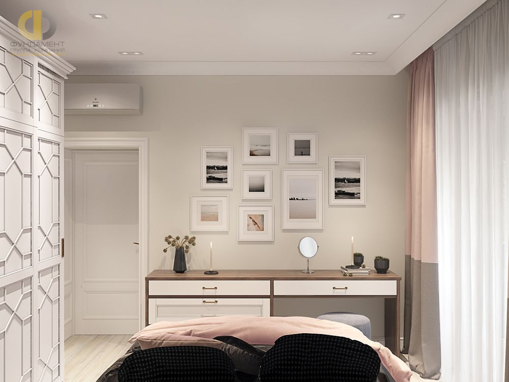 Дизайн интерьера спальни в трёхкомнатной квартире 80 кв.м в стиле неоклассика11