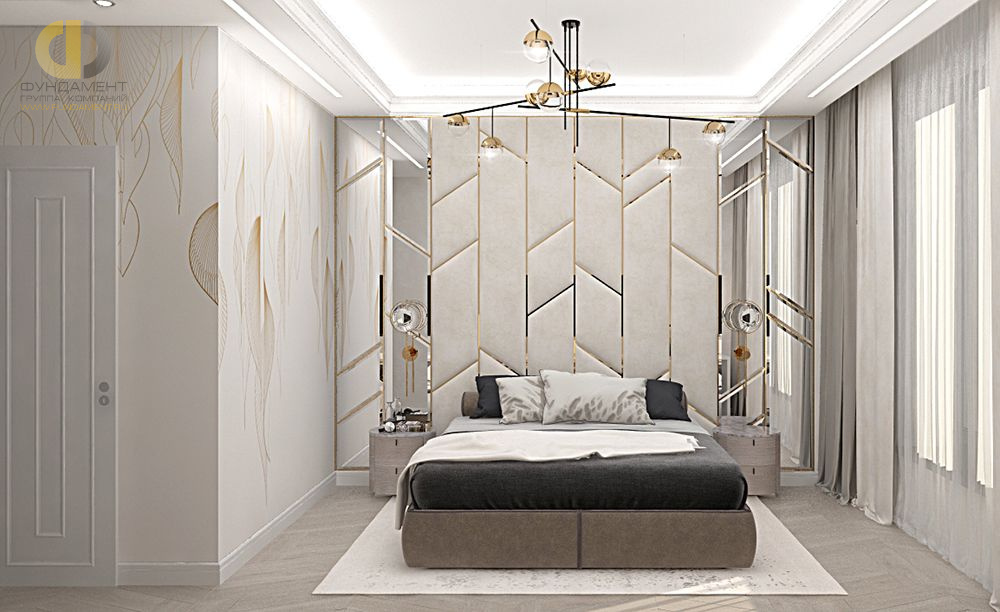 Дизайн интерьера спальни в двухкомнатной квартире 62 кв.м в стиле неоклассика4