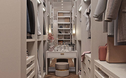 Дизайн интерьера гардероба в 3-комнатной квартире 146 кв. м в стиле неоклассика 11