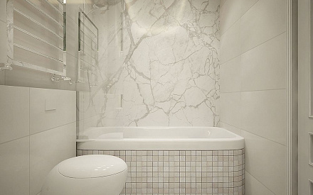 Дизайн интерьера ванной в трёхкомнатной квартире 63 кв.м в стиле неоклассика 1