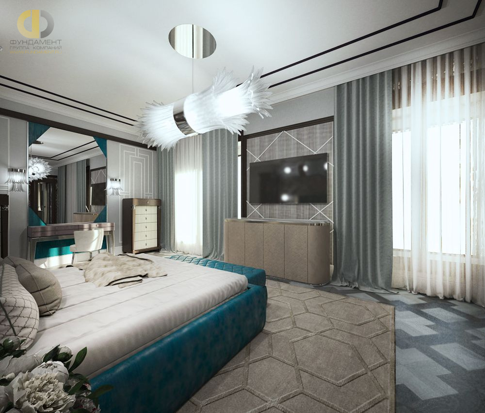 Дизайн интерьера гостиной в четырехкомнатной квартире 276 кв.м в стиле ар-деко