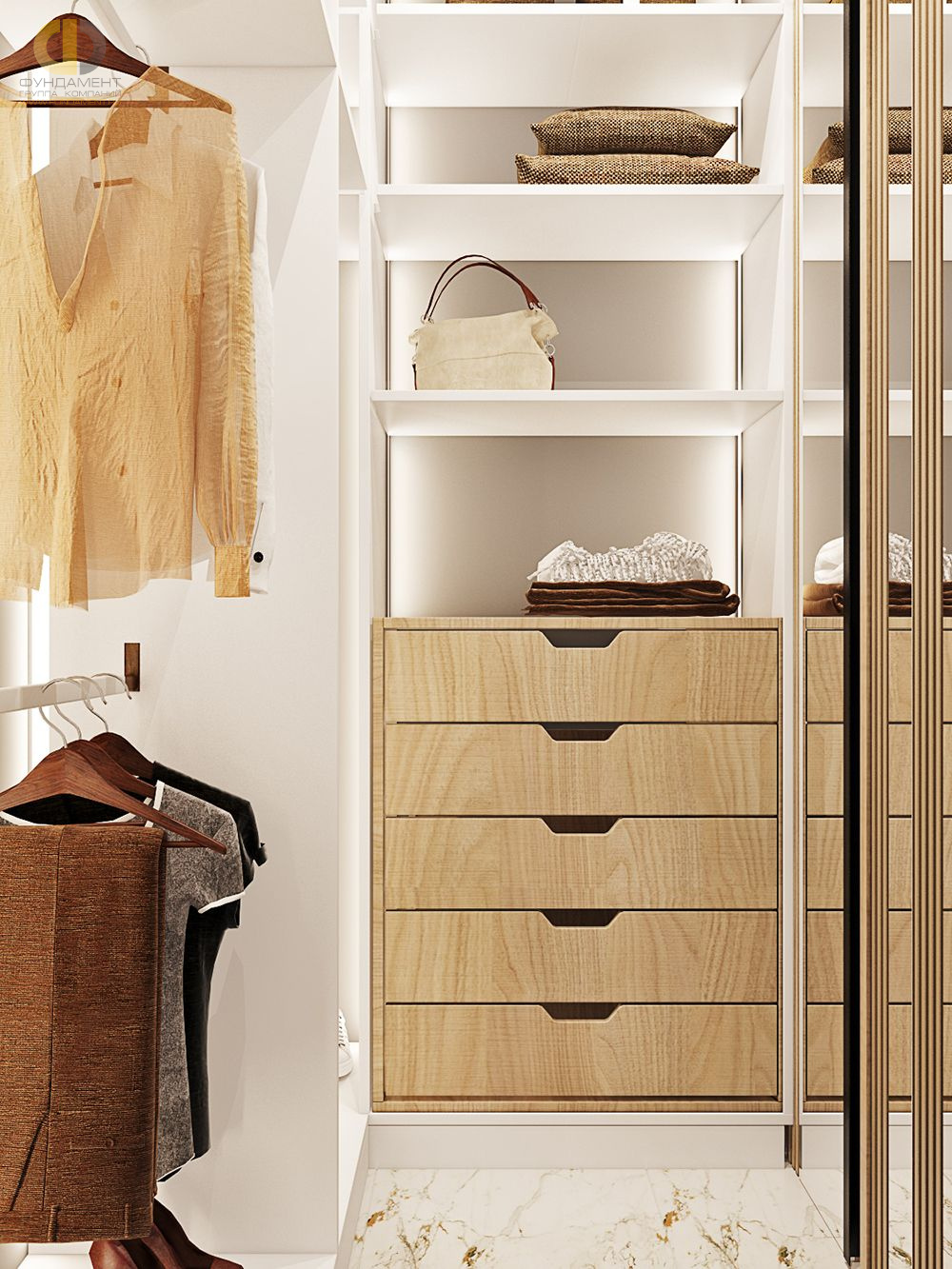 Дизайн гардероба в коричневом цвете - фото