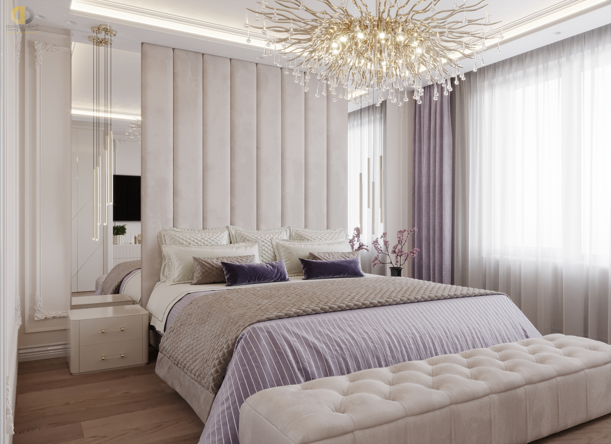 Дизайн спальни в стиле неоклассическом – фото 292