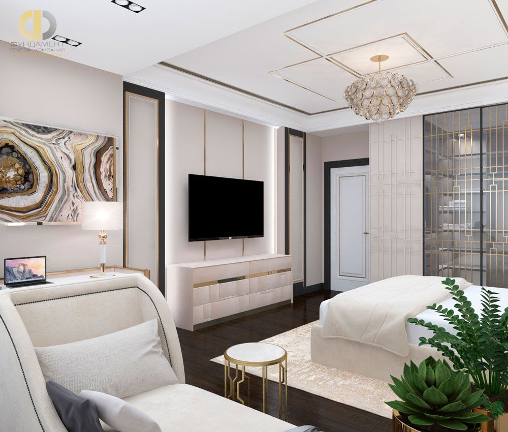 Дизайн интерьера спальни в трёхкомнатной квартире 132 кв.м в современном стиле 25