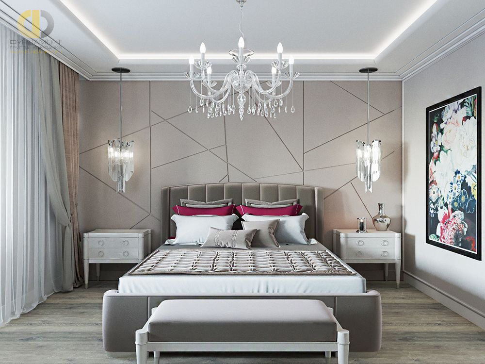 Дизайн спальни в розовом цвете - фото