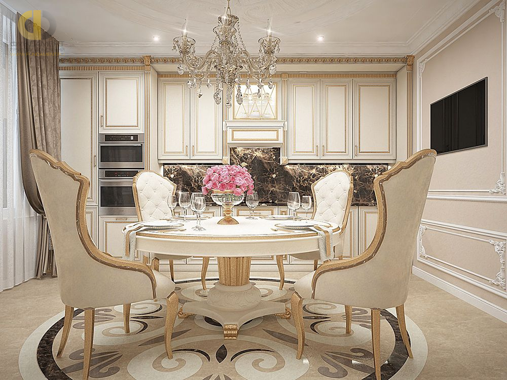 Дизайн интерьера кухни в четырёхкомнатной квартире 165 кв.м в классическом стиле18