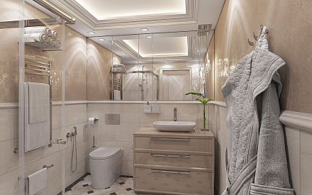 Дизайн интерьера ванной в доме 171 кв.м в стиле современная классика2