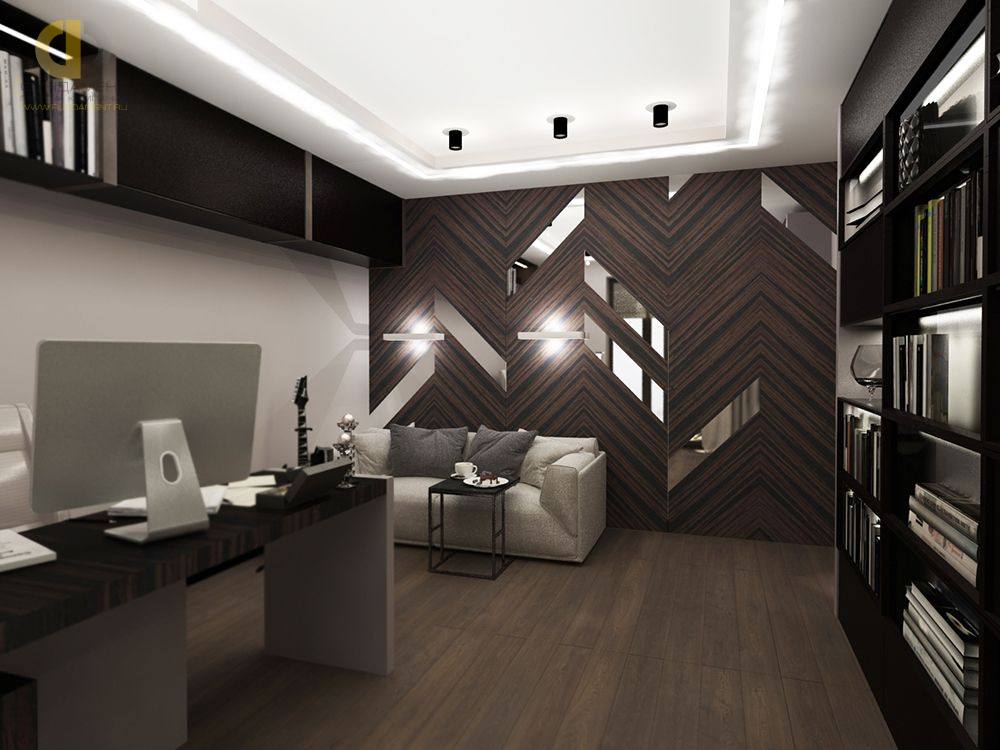 Дизайн интерьера кабинета в 4-комнатной квартире 144 кв. м в современном стиле