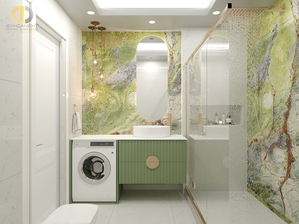 Дизайн ванной в зеленом цвете - фото