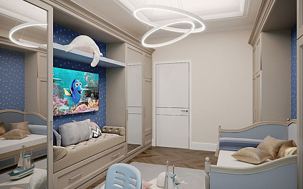 Дизайн интерьера детской в четырёхкомнатной квартире 124 кв.м в стиле неоклассика с элементами ар-деко9