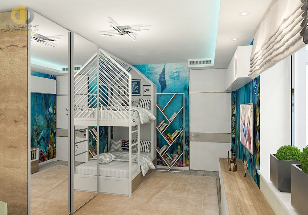 Дизайн интерьера детской в пятикомнатной квартире 108 кв. м в современном стиле 18