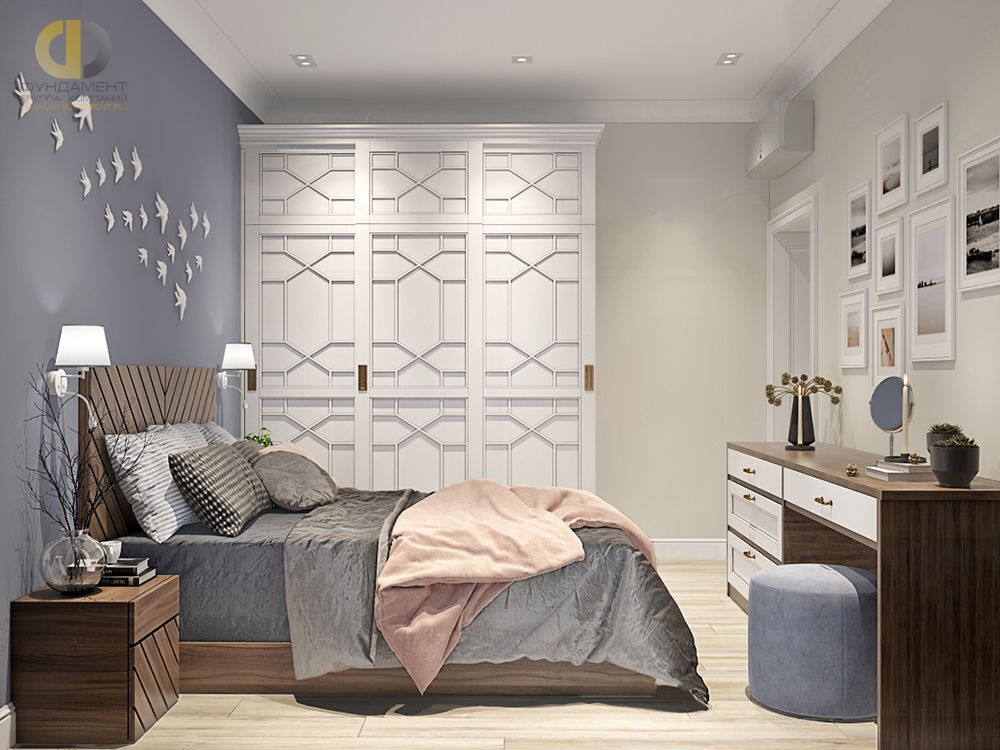 Дизайн интерьера спальни в трёхкомнатной квартире 80 кв.м в стиле неоклассика10