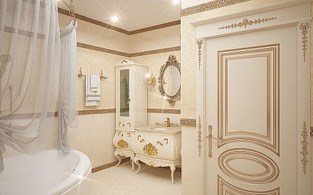 Дизайн интерьера ванной в четырёхкомнатной квартире 165 кв.м в классическом стиле6