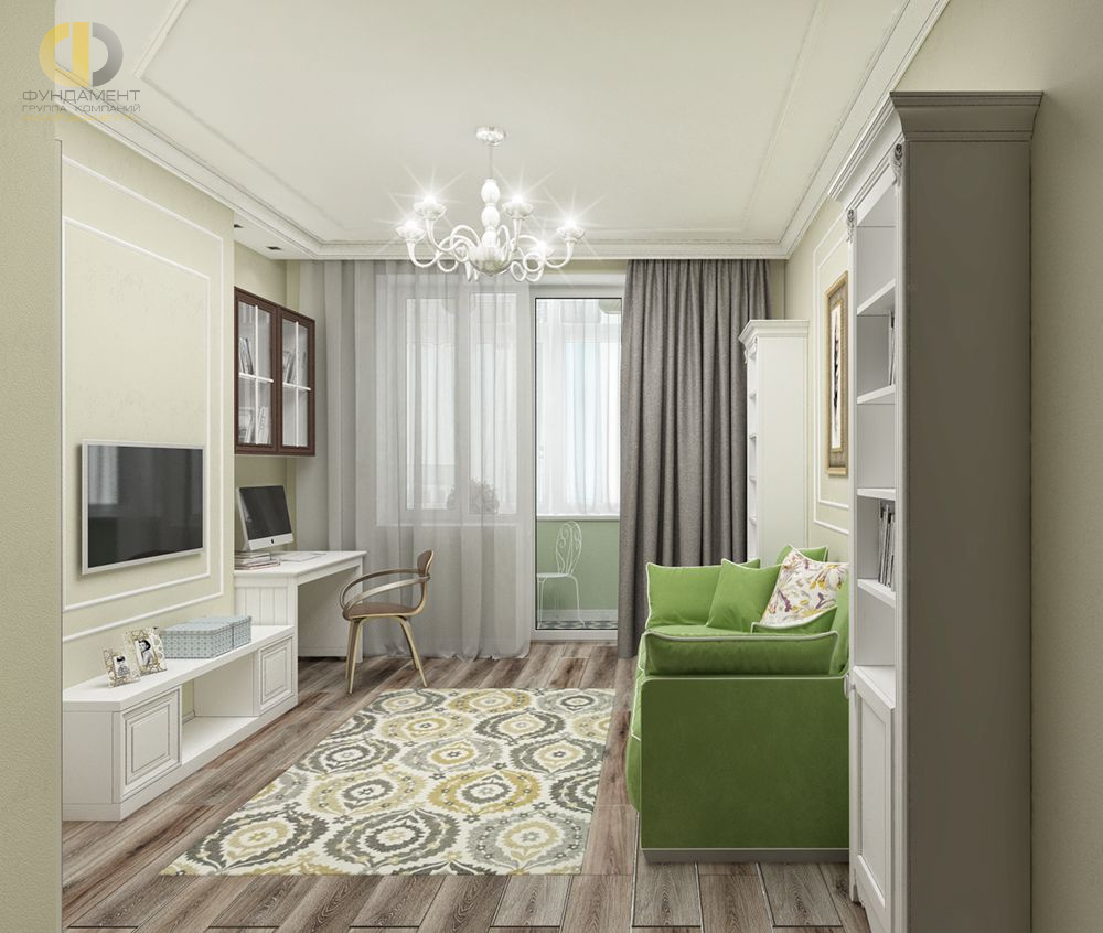 Дизайн интерьера детской в трёхкомнатной квартире 82 кв.м в стиле неоклассика с элементами прованса4