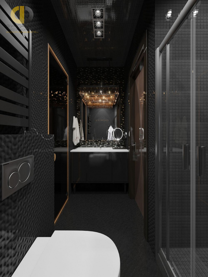 Дизайн интерьера ванной в доме 210 кв.м в стиле ар-деко2