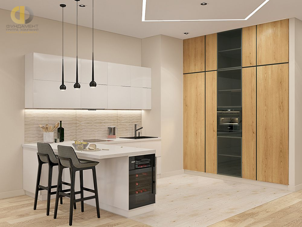 Дизайн интерьера кухни в трёхкомнатной квартире 135 кв.м в современном стиле29