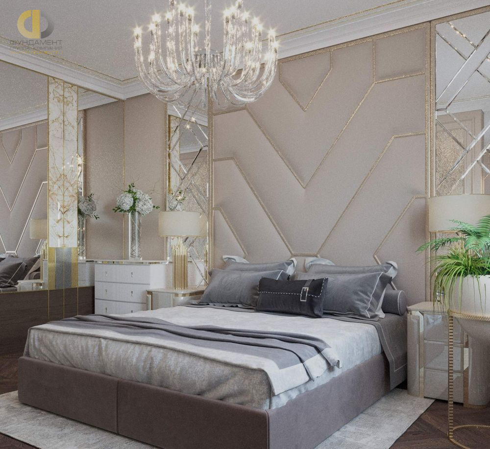 Дизайн интерьера спальни в двухкомнатной квартире 76 кв.м в стиле ар-деко8