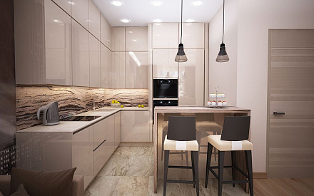 Дизайн кухни в квартире 87 кв.м в современном стиле