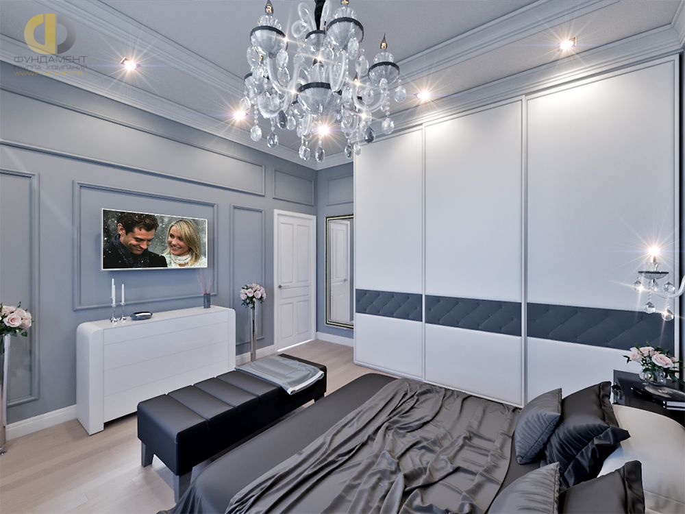 Дизайн интерьера спальни в 3-комнатной квартире 81 кв. м в стиле неоклассика