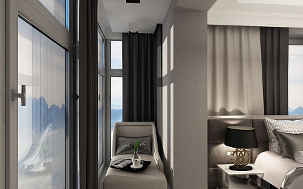 Дизайн интерьера балкона в 4-комнатной квартире 115 кв.м в стиле ар-деко