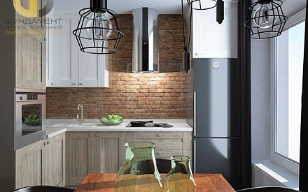 Дизайн двухкомнатной квартиры в Мытищах. Фото  кухни