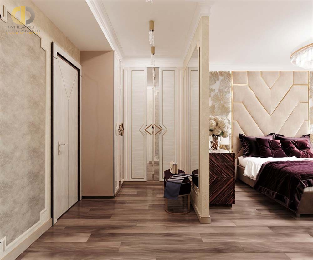 Дизайн интерьера спальни в четырёхкомнатной квартире 114 кв. м в стиле ар-деко и неоклассика 12