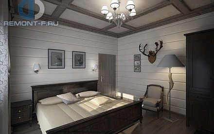 Дизайн спальни в интерьере дома из бруса 154 кв. м